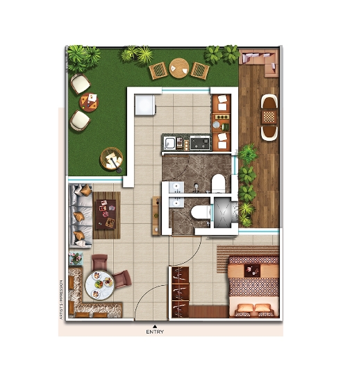 1 Bhk with terrace flat