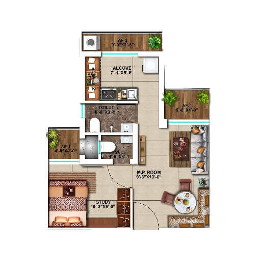 Suraksha Smart City - 1 BHK unit plan